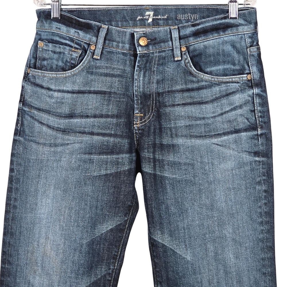 7 For All Mankind Austyn Relaxed Straight  Dark Wash Blue Jeans Mens 32x29 - Picture 3 of 11